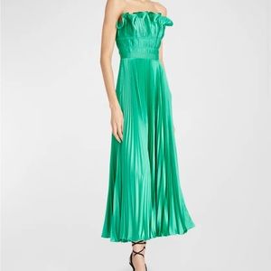 AMUR Giada Strapless Pleated Charmeuse Dress